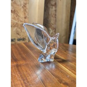 Vintage 1983 FC Signed Clear Crystal Glass Bird Figurine Abstract Art Decor